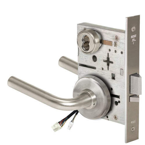 BEST 45HW7WEU12H61912V Fail Secure 12V Double Cylinder Electrified Mortise Lock 12 Lever H Rose Satin Nickel