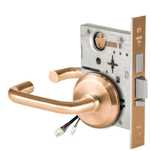 BEST 45HW0LEL3S61212V Fail Safe 12V With Deadbolt No Key Override Electrified Mortise Lock 3 Lever S Rose Satin Bronze 45HW0LEL3S61212V