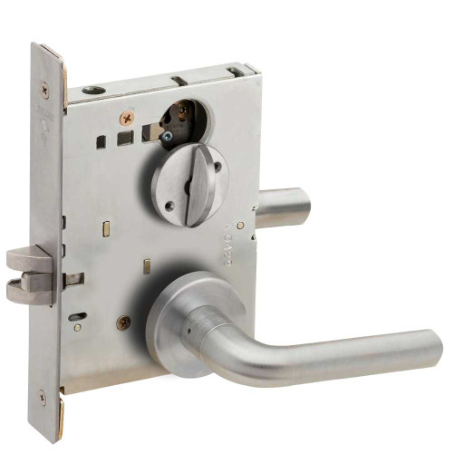 Schlage L9040 02A 626 Grade 1 Bed Bathroom Privacy Mortise Lock 02 Lever A Rose Satin Chrome Finish Field Reversible L9040 02A 626