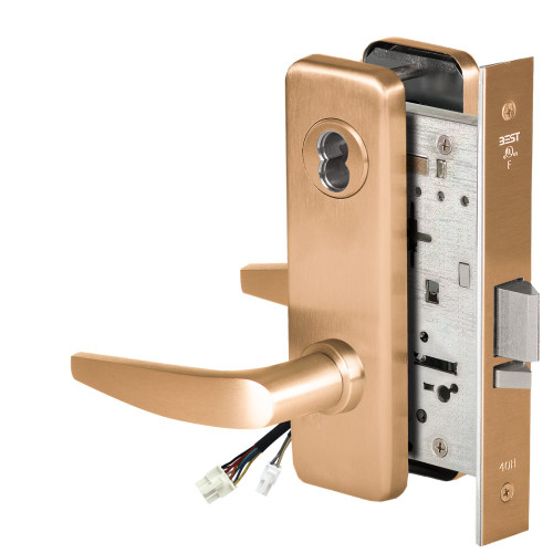 BEST 45HW7WEL16J612 Fail Safe 24V Double Cylinder Electrified Mortise Lock 16 Lever J Escutcheon Satin Bronze