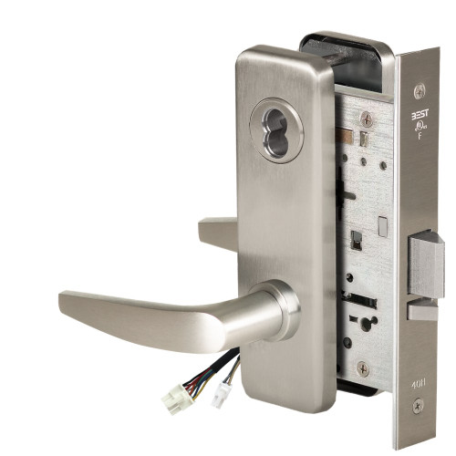 BEST 45HW7WEL16J619RQE Fail Safe 24V Double Cylinder Electrified Mortise Lock 16 Lever J Escutcheon Request to Exit Satin Nickel