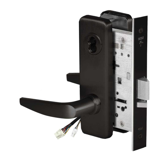 BEST 45HW7WEL16J62212V Fail Safe 12V Double Cylinder Electrified Mortise Lock 16 Lever J Escutcheon Flat Black 45HW7WEL16J62212V