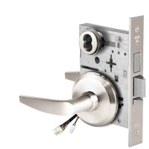 BEST 45HW7TWEL16S625RQE Fail Safe 24V Double Cylinder With Deadbolt Electrified Mortise Lock 16 Lever S Rose Request to Exit Bright Chrome 45HW7TWEL16S625RQE