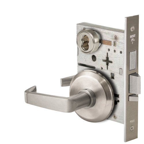 BEST 45HW7TWEL15S61912V Fail Safe 12V Double Cylinder With Deadbolt Electrified Mortise Lock 15 Lever S Rose Satin Nickel