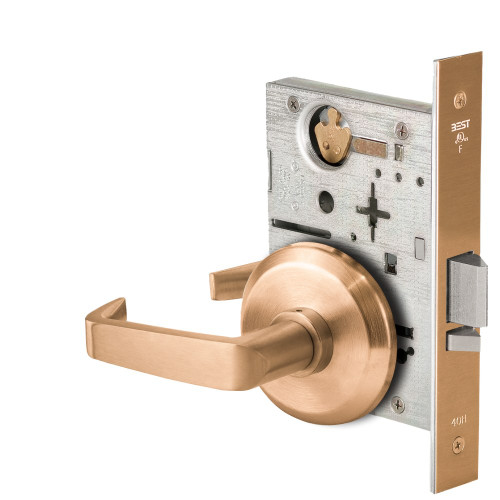 BEST 45HW0NXEU15S612RQE Fail Secure 24V No Key Override Electrified Mortise Lock 15 Lever S Rose Request to Exit Satin Bronze