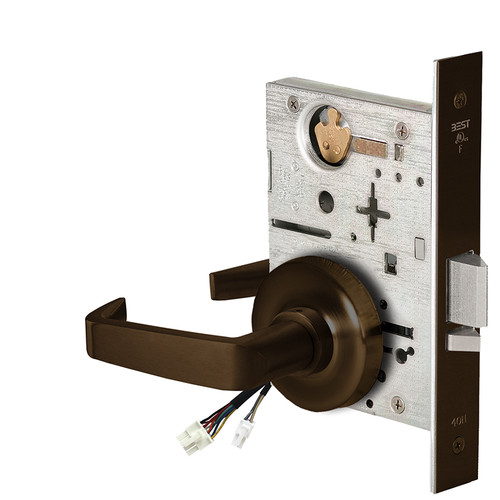 BEST 45HW0NXEU15R61112V Fail Secure 12V No Key Override Electrified Mortise Lock 15 Lever R Rose Bright Bronze