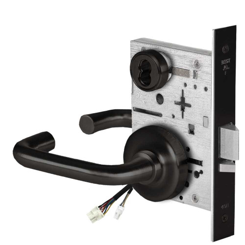 BEST 45HW7DEL3R622 Fail Safe 24V Electrified Mortise Lock 3 Lever R Rose Flat Black 45HW7DEL3R622