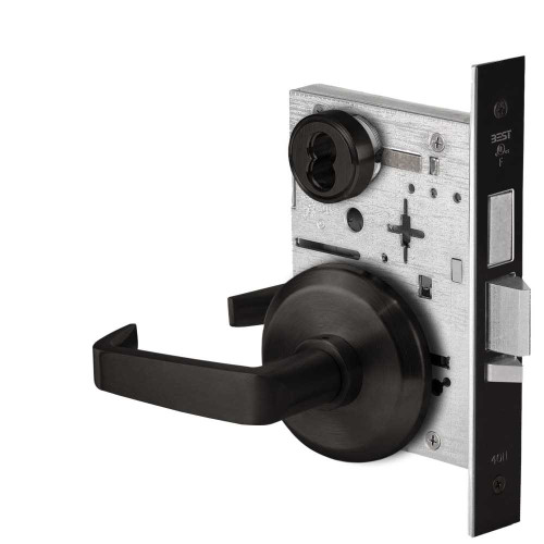 BEST 45HW7TWEL15S622RQE12V Fail Safe 12V Double Cylinder With Deadbolt Electrified Mortise Lock 15 Lever S Rose Request to Exit Flat Black 45HW7TWEL15S622RQE12V