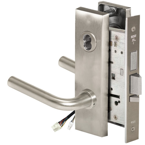 BEST 45HW7TDEL12M61912V Fail Safe 12V With Deadbolt Electrified Mortise Lock 12 Lever M Escutcheon Satin Nickel