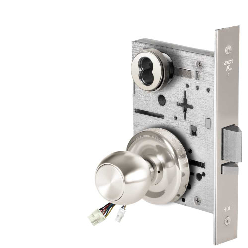 BEST 45HW7WEL4R62512V Fail Safe 12V Double Cylinder Electrified Mortise Lock 4 Knob R Rose Bright Chrome 45HW7WEL4R62512V