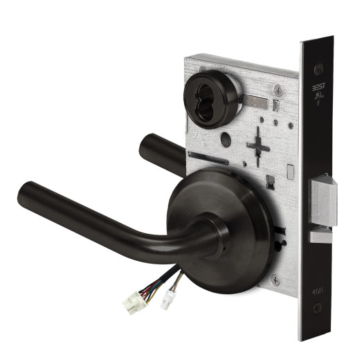 BEST 45HW7WEU12S62212V Fail Secure 12V Double Cylinder Electrified Mortise Lock 12 Lever S Rose Flat Black