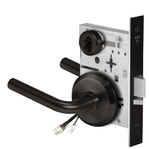 BEST 45HW7WEU12S62212V Fail Secure 12V Double Cylinder Electrified Mortise Lock 12 Lever S Rose Flat Black 45HW7WEU12S62212V