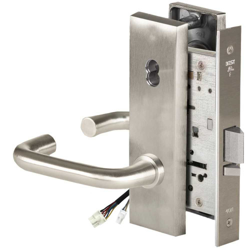 BEST 45HW7DEU3N619RQE12V Fail Secure 12V Electrified Mortise Lock 3 Lever N Escutcheon Request to Exit Satin Nickel 45HW7DEU3N619RQE12V