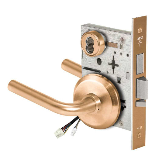 BEST 45HW7TWEL12S612 Fail Safe 24V Double Cylinder With Deadbolt Electrified Mortise Lock 12 Lever S Rose Satin Bronze 45HW7TWEL12S612