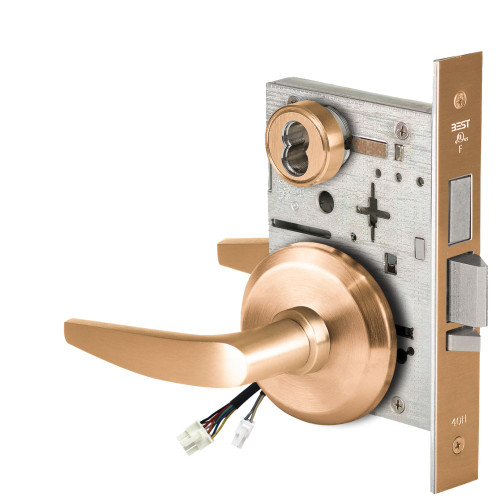 BEST 45HW7TWEU16S61212V Fail Secure 12V Double Cylinder with Deadbolt Electrified Mortise Lock 16 Lever S Rose Satin Bronze