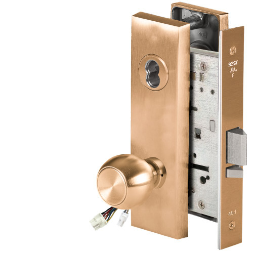 BEST 45HW7WEL4M612 Fail Safe 24V Double Cylinder Electrified Mortise Lock 4 Knob M Escutcheon Satin Bronze