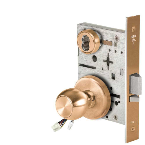 BEST 45HW7WEL4H612RQE12V Fail Safe 12V Double Cylinder Electrified Mortise Lock 4 Knob H Rose Request to Exit Satin Bronze 45HW7WEL4H612RQE12V
