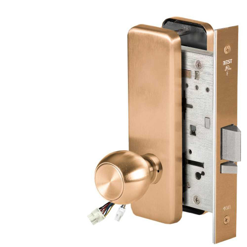 BEST 45HW0NXEU4J612 Fail Secure 24V No Key Override Electrified Mortise Lock 4 Knob J Escutcheon Satin Bronze 45HW0NXEU4J612