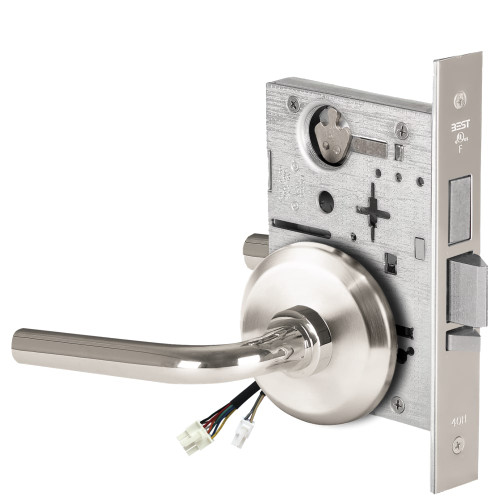BEST 45HW0LEU12S62512V Fail Secure 12V With Deadbolt No Key Override Electrified Mortise Lock 12 Lever S Rose Bright Chrome