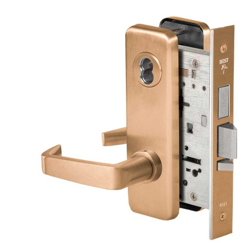 BEST 45HW7TWEL15J61212V Fail Safe 12V Double Cylinder With Deadbolt Electrified Mortise Lock 15 Lever J Escutcheon Satin Bronze 45HW7TWEL15J61212V