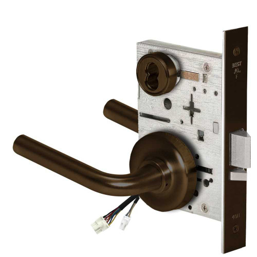 BEST 45HW7DEL12R611RQE12V Fail Safe 12V Electrified Mortise Lock 12 Lever R Rose Request to Exit Bright Bronze 45HW7DEL12R611RQE12V