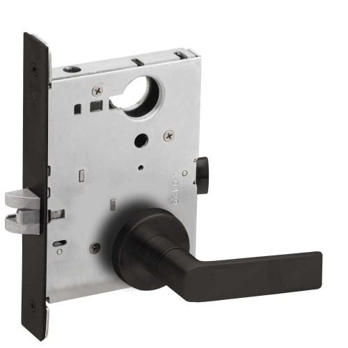 Schlage L9010 01A 622 Grade 1 Passage Latch Mortise Lock 01 Lever A Rose Flat Black Coated Finish Field Reversible L9010 01A 622