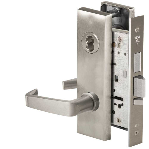 BEST 45HW7TWEU15M61912V Fail Secure 12V Double Cylinder with Deadbolt Electrified Mortise Lock 15 Lever M Escutcheon Satin Nickel 45HW7TWEU15M61912V