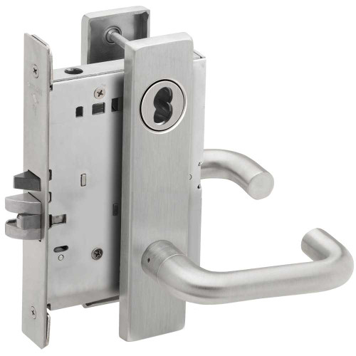 Schlage L9071J 03L 626 Grade 1 Classroom Security Mortise Lock Schlage FSIC Less Core 03 Lever L Escutcheon Satin Chrome Finish Field Reversible L9071J 03L 626