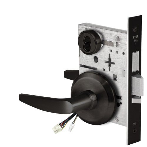 BEST 45HW7TWEU16S622 Fail Secure 24V Double Cylinder with Deadbolt Electrified Mortise Lock 16 Lever S Rose Flat Black