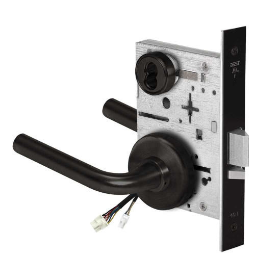 BEST 45HW7DEL12H622RQE12V Fail Safe 12V Electrified Mortise Lock 12 Lever H Rose Request to Exit Flat Black 45HW7DEL12H622RQE12V