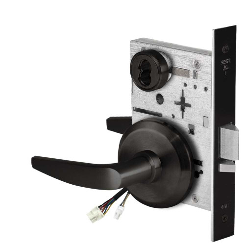 BEST 45HW7WEL16S622RQE Fail Safe 24V Double Cylinder Electrified Mortise Lock 16 Lever S Rose Request to Exit Flat Black 45HW7WEL16S622RQE