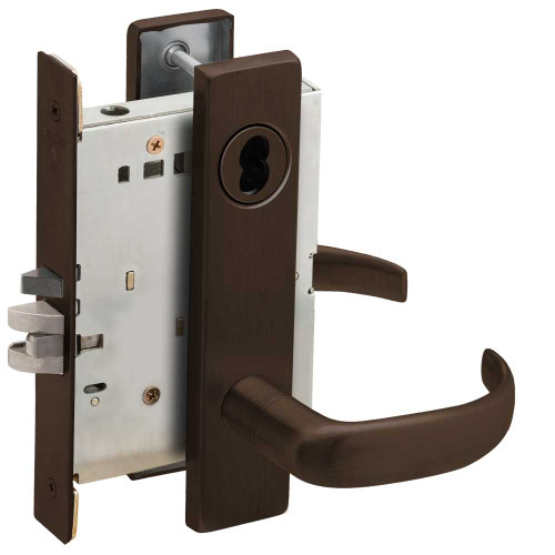 Schlage L9071B 17L 613 Grade 1 Mortise Classroom Security Lock SFIC Prep Less Core 17 Lever L Escutcheon Dark Oxidized Satin Bronze Oil Rubbed Finish Field Reversible L9071B 17L 613