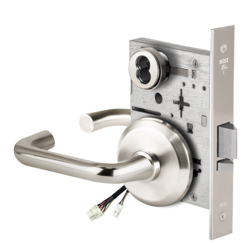 BEST 45HW7DEL3S625RQE Fail Safe 24V Electrified Mortise Lock 3 Lever S Rose Request to Exit Bright Chrome