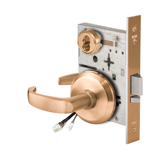 BEST 45HW7WEU14S612RQE12V Fail Secure 12V Double Cylinder Electrified Mortise Lock 14 Lever S Rose Request to Exit Satin Bronze