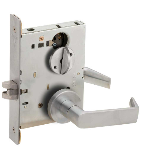 Schlage L9040 06A 630 Grade 1 Bed Bathroom Privacy Mortise Lock 06 Lever A Rose Satin Stainless Steel Finish Field Reversible L9040 06A 630