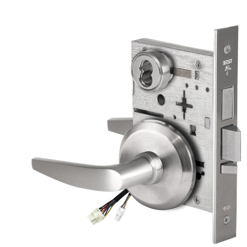 BEST 45HW7TDEL16S626AM Fail Safe 24V With Deadbolt Electrified Mortise Lock 16 Lever S Rose Satin Chrome Antimicrobial