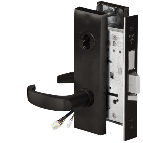 BEST 45HW7TWEL14M622RQE Fail Safe 24V Double Cylinder With Deadbolt Electrified Mortise Lock 14 Lever M Escutcheon Request to Exit Flat Black
