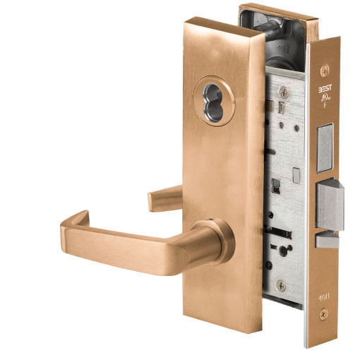 BEST 45HW7TWEU15M612RQE Fail Secure 24V Double Cylinder with Deadbolt Electrified Mortise Lock 15 Lever M Escutcheon Request to Exit Satin Bronze
