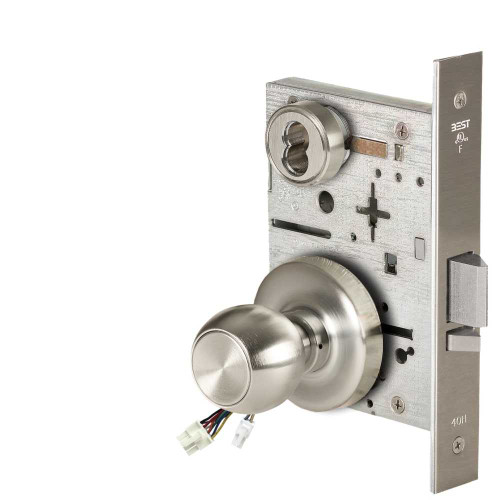 BEST 45HW7WEL4R619RQE12V Fail Safe 12V Double Cylinder Electrified Mortise Lock 4 Knob R Rose Request to Exit Satin Nickel 45HW7WEL4R619RQE12V