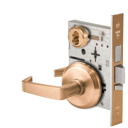 BEST 45HW7TWEU15S61212V Fail Secure 12V Double Cylinder with Deadbolt Electrified Mortise Lock 15 Lever S Rose Satin Bronze