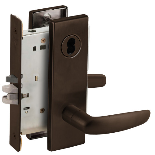 Schlage L9071B 07N 613 Grade 1 Classroom Security Mortise Lock SFIC Prep Less Core 07 Lever N Escutcheon Dark Oxidized Satin Bronze Oil Rubbed Finish Field Reversible