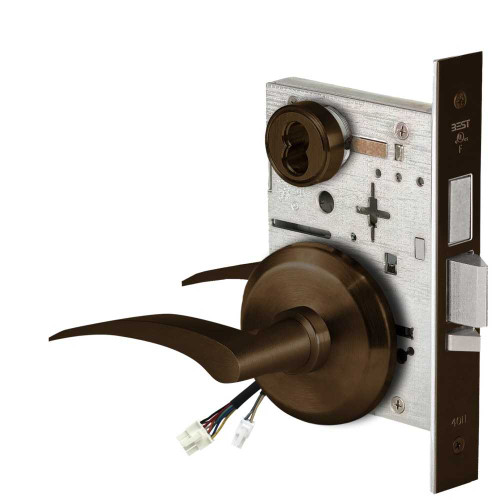BEST 45HW7TDEU17RS613RQE Fail Secure 24V With Deadbolt Electrified Mortise Lock 17 Lever S Rose Right Hand Request to Exit Oil Rubbed Bronze 45HW7TDEU17RS613RQE
