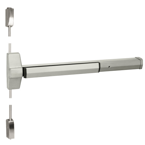 Yale 7110F 48 630 Grade 1 Surface Vertical Rod Exit Bar Wide Stile Pushpad 48 Fire-rated Device 84 Door Height Less Trim Less Dogging Satin Stainless Steel Finish Field Reversible 7110F 48 630