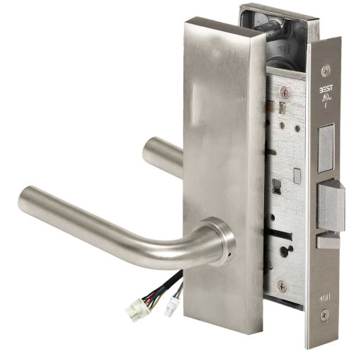 BEST 45HW0LEL12M619 Fail Safe 24V With Deadbolt No Key Override Electrified Mortise Lock 12 Lever M Escutcheon Satin Nickel 45HW0LEL12M619