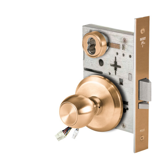 BEST 45HW7WEL4S612 Fail Safe 24V Double Cylinder Electrified Mortise Lock 4 Knob S Rose Satin Bronze