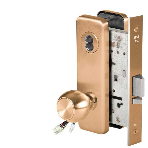 BEST 45HW7WEL4J612RQE12V Fail Safe 12V Double Cylinder Electrified Mortise Lock 4 Knob J Escutcheon Request to Exit Satin Bronze 45HW7WEL4J612RQE12V