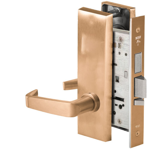 BEST 45HW0LEL15M612RQE Fail Safe 24V With Deadbolt No Key Override Electrified Mortise Lock 15 Lever M Escutcheon Request to Exit Satin Bronze