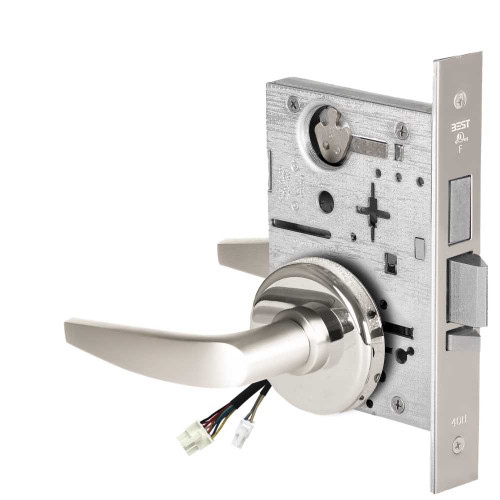 BEST 45HW0LEL16H629 Fail Safe 24V With Deadbolt No Key Override Electrified Mortise Lock 16 Lever H Rose Bright Stainless Steel 45HW0LEL16H629