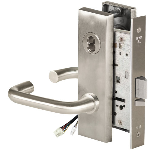 BEST 45HW7DEL3M619RQE Fail Safe 24V Electrified Mortise Lock 3 Lever M Escutcheon Request to Exit Satin Nickel