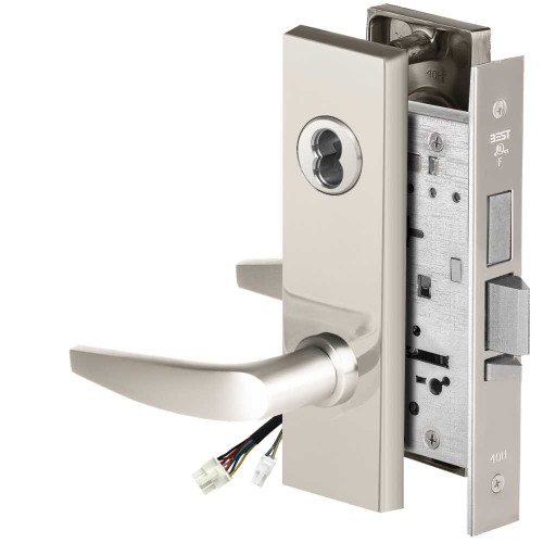 BEST 45HW7TWEL16M625 Fail Safe 24V Double Cylinder With Deadbolt Electrified Mortise Lock 16 Lever M Escutcheon Bright Chrome 45HW7TWEL16M625